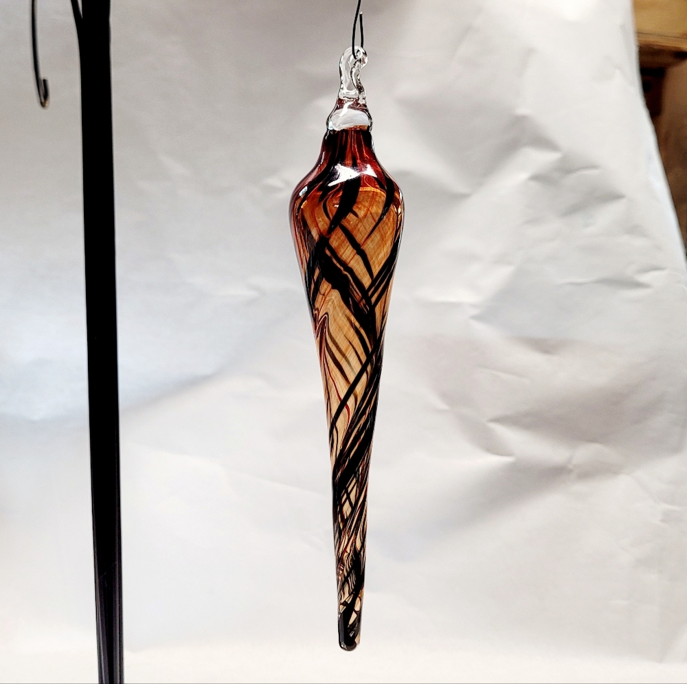 VTG Artisan Glass Ornament with Swirl Design